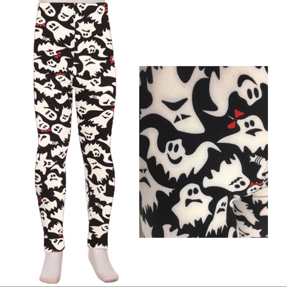 👻 L NEW Girls Halloween Ghost Leggings Costume, Yoga Pants, Tights - Picture 3 of 4